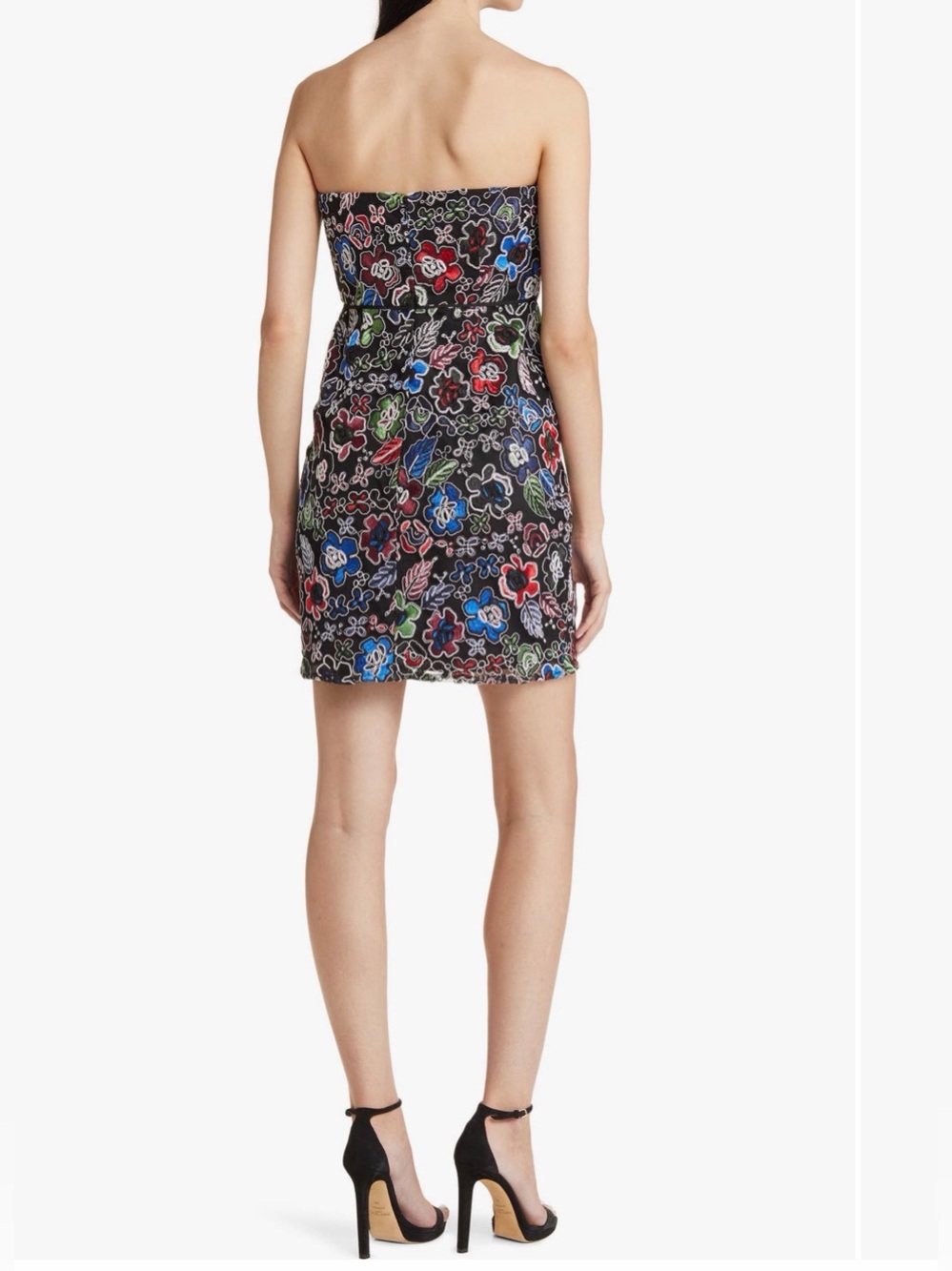 Sam Edelman Womenโs Floral Embroidered Strapless Mini Dress Size 8 NWT - Picture 3 of 10